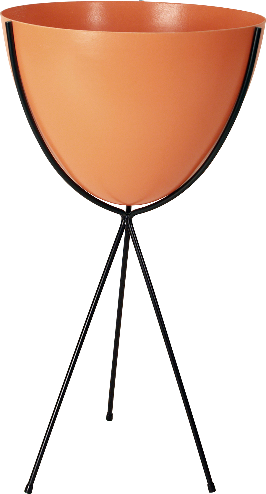 Retro Bullet Planter in Tangerine with Tall Black Stand