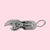 Bottle opener/keychain with a skeleton hand design