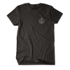 Black tee with crown logo print in white