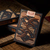 A close-up of a pack of Union Playing Cards with a patriotic design featuring the Liberty Bell and an eagle.