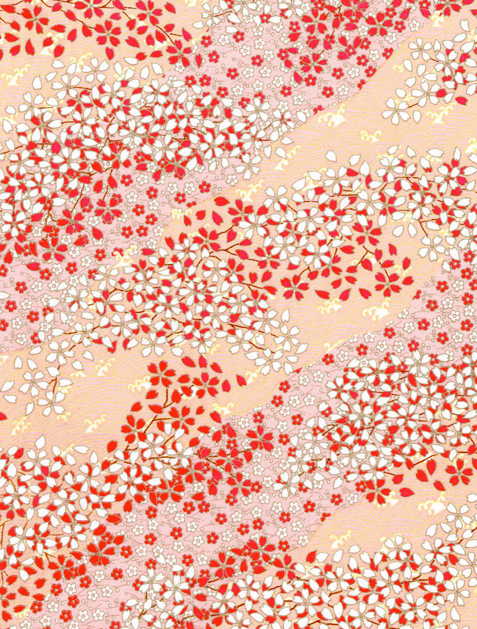 Pattern of red and white flowers on a beige background