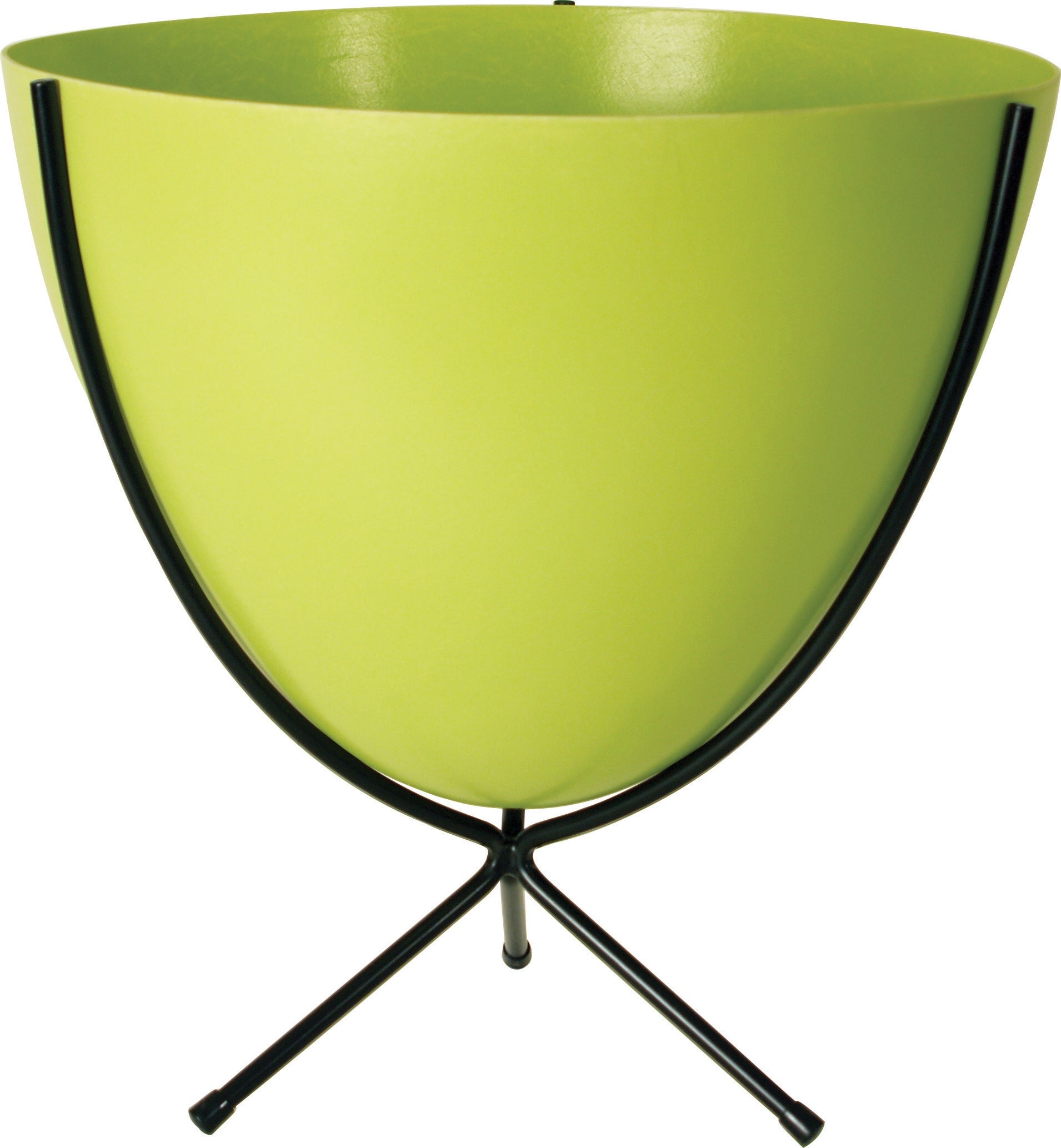 Retro Bullet Planter in Chartreuse with Short Black Stand